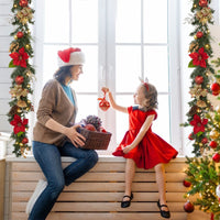 Ghirlanda natalizia preilluminata Garvee con 20 luci LED, 1,8 m, a batteria, timer, rosso e oro, per uso interno ed esterno