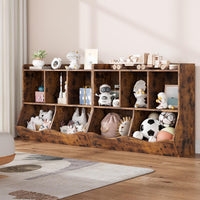 Libreria portaoggetti Garvee con 3 ripiani e 2 contenitori ribaltabili per cameretta e sala giochi, in legno, antiribaltamento, marrone, 91,4 cm di lunghezza x 29,2 cm di larghezza x 80 cm di altezza