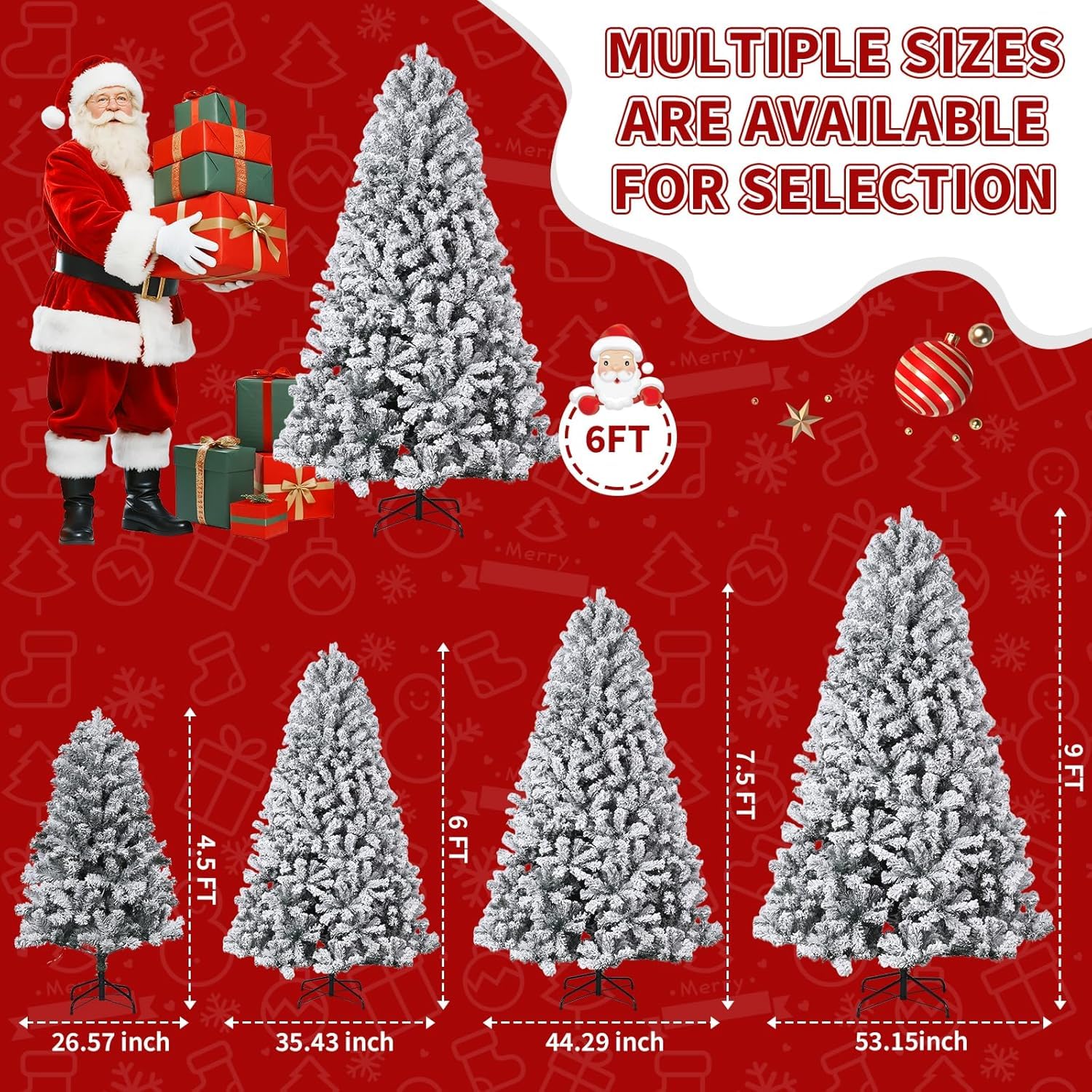 Albero di Natale Artificiale Garvee 137 cm con Effetto Brina e Luci Bianche Calde per Decorazioni Invernali Festive in Soggiorno