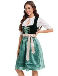 Garvee Dirndl da donna, abito tradizionale corto, midi, set completo, verde, taglia 34, per l'Oktoberfest