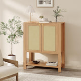 Garvee Porta Scarpe Mobile in Rattan 102 cm, Scaffali Regolabili, Legno Ingegnerizzato, Design Rustico per Ingresso e Camera, Maniglie Metalliche, Ripiani Aperti, Naturale - Dark Oak