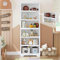 Garvee Libreria Rustica Alta 75" in MDF con 2-6 Ripiani Regolabili, Anti-Ribaltamento, Multiuso per Soggiorno e Studio, Design Elegante, Colore Neutro