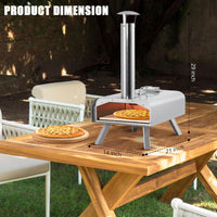 Forno per pizza da esterno Garvee da 30.48 cm a pellet di legno in acciaio inossidabile portatile con termometro per campeggio e giardino, nero