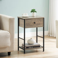 Set di 2 comodini Garvee con cassetto e ripiano per camera da letto e soggiorno, gambe regolabili, grigio, robusto e sicuro