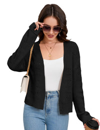 Giacca corta in maglia leggera da donna Garvee, elegante e casual, bolero estivo, nera, taglia M, per occasioni festive e vita quotidiana.