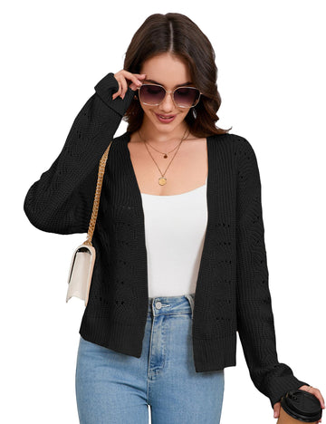 Giacca corta in maglia leggera da donna Garvee, elegante e casual, bolero estivo, nera, taglia M, per occasioni festive e vita quotidiana.
