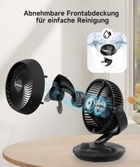 Ventilatore da tavolo Garvee silenzioso 24 dB con oscillazione 3D, circolazione dell'aria turbo, 3 velocità, nero, compatto, per ufficio e camera da letto