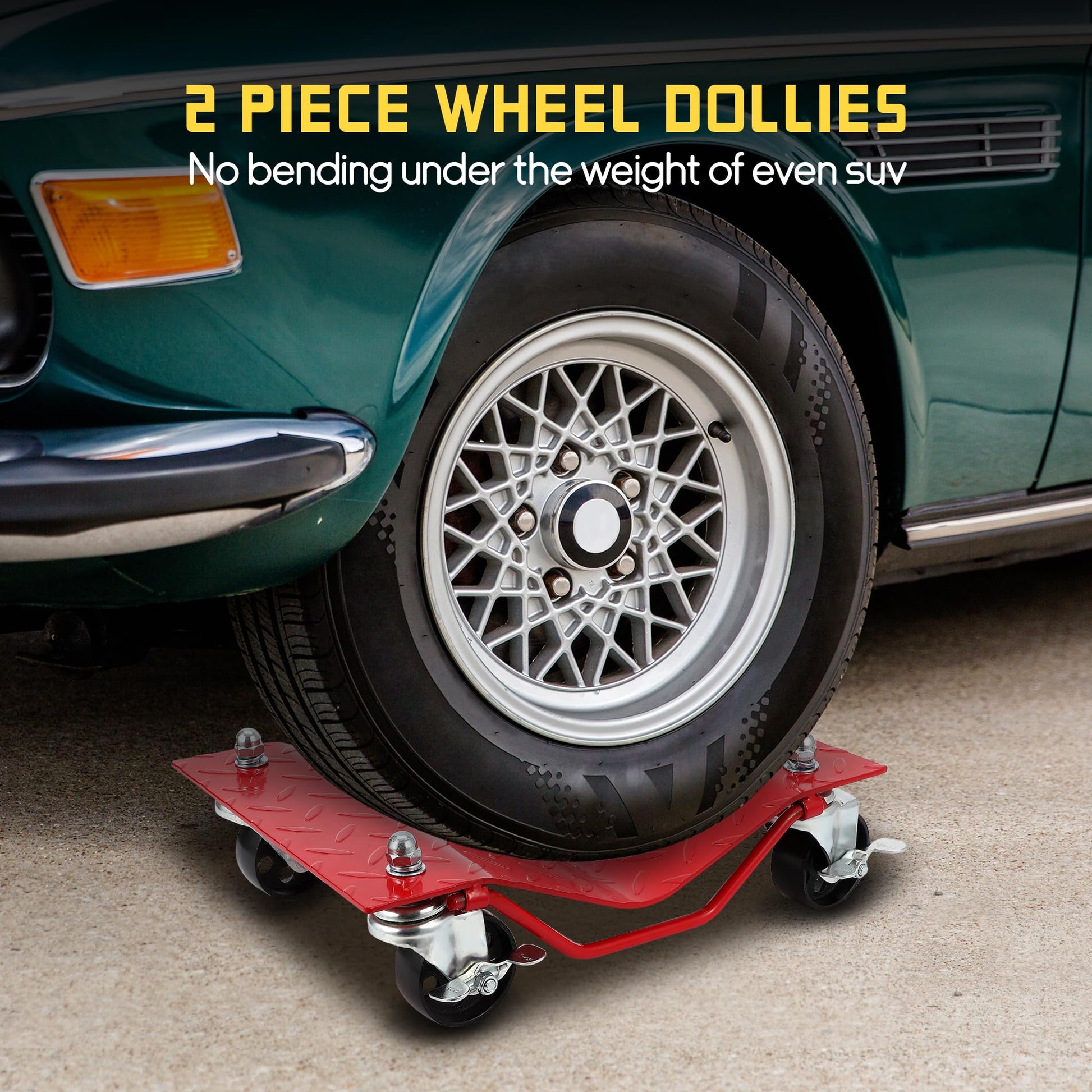 Garvee Car Dolly Set 2x 4000 LBS Capacità Ruote in acciaio per impieghi gravosi da 3" con protezioni per pneumatici per auto SUV Officina