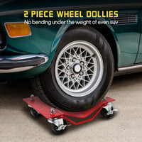 Garvee Car Dolly Set 2x 4000 LBS Capacità Ruote in acciaio per impieghi gravosi da 3" con protezioni per pneumatici per auto SUV Officina