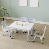 Garvee Set Tavolo e 4 Sedie per Bambini Regolabile in Altezza con Piano Graffiti Cancellabile per Casa e Asilo - Grigio scuro