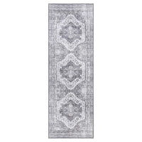 Tappeto Garvee Vintage Runner 60 x 230 cm Grigio Motivo Floreale