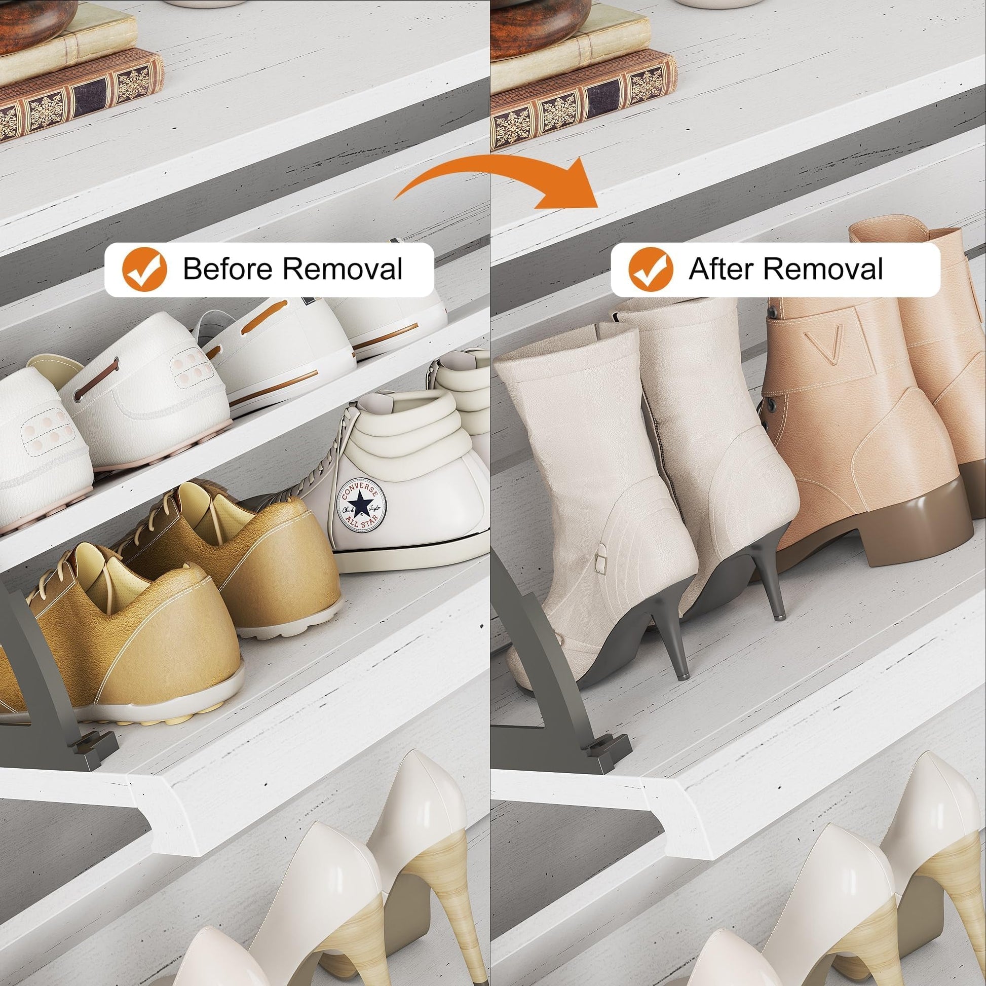 Garvee Mobile Porta Scarpe con 4 Cassetti Ribaltabili, Organizzatore in MDF Bianco per Ingresso e Soggiorno, Salvaspazio, 47.2"x10.3"x36.6"