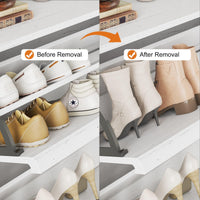 Garvee Mobile Porta Scarpe con 4 Cassetti Ribaltabili, Organizzatore in MDF Bianco per Ingresso e Soggiorno, Salvaspazio, 47.2"x10.3"x36.6"