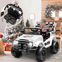 Garvee 12V Auto elettrica per bambini bianca con LED, suono, Bluetooth per centri commerciali, cortili e parchi giochi