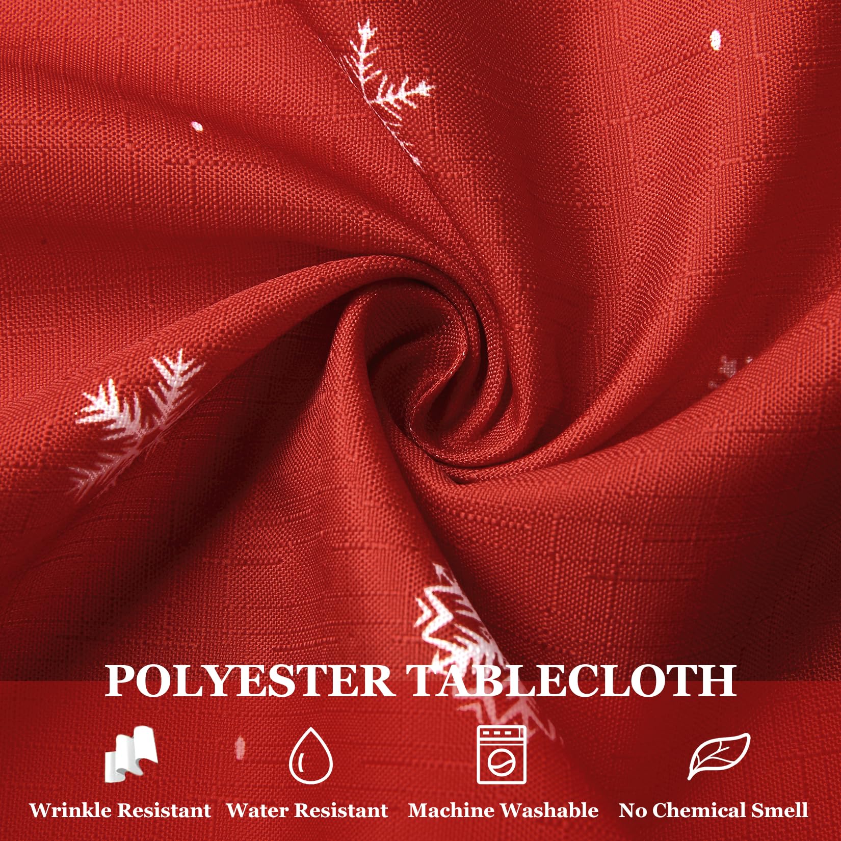 Tovaglia natalizia Garvee, quadrata, motivo a spillo, rossa, 137x137 cm, cotone, festiva, tovaglia da veranda