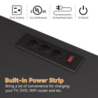 Cassettiera Garvee con 10 cassetti in tessuto e 3 prese per soggiorno e corridoio 121x39x70,7 cm Robusta struttura in metallo Piano in legno