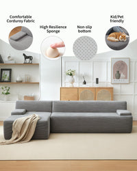 Divano componibile Garvee Cloud da 108" con chaise longue, divano ultra morbido senza osso, tessuto in velluto a coste, a forma di L, super soffice, soggiorno