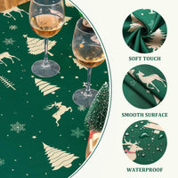 Runner da tavola natalizio Garvee con motivo a cervo, impermeabile, lavabile, 137x200 cm, per uso interno ed esterno, decorativo