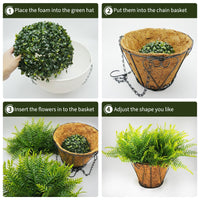 Garvee Set da 2 pezzi di felci artificiali da appendere all'esterno con cesto per giardino, balcone, terrazza, resistenti ai raggi UV, resistenti alle intemperie, in plastica, realistiche