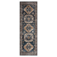 Tappeto vintage per soggiorno Garvee, morbido, lavabile, stile fattoria orientale, blu navy, 60 x 230 cm
