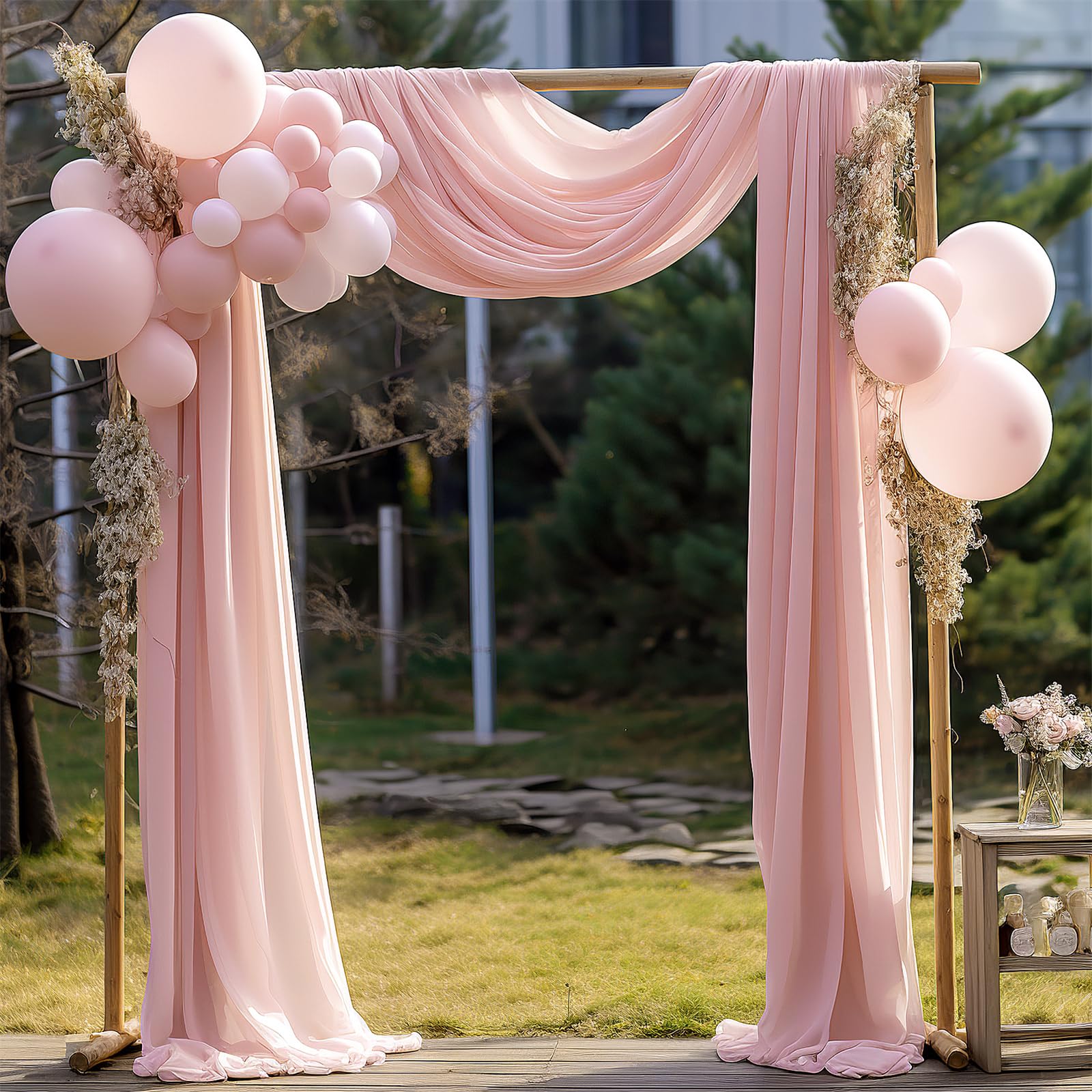 GARVEE 2x18FT Tessuto drappeggiante per arco nuziale trasparente per fotografia all'aperto, 70x550cm, bianco