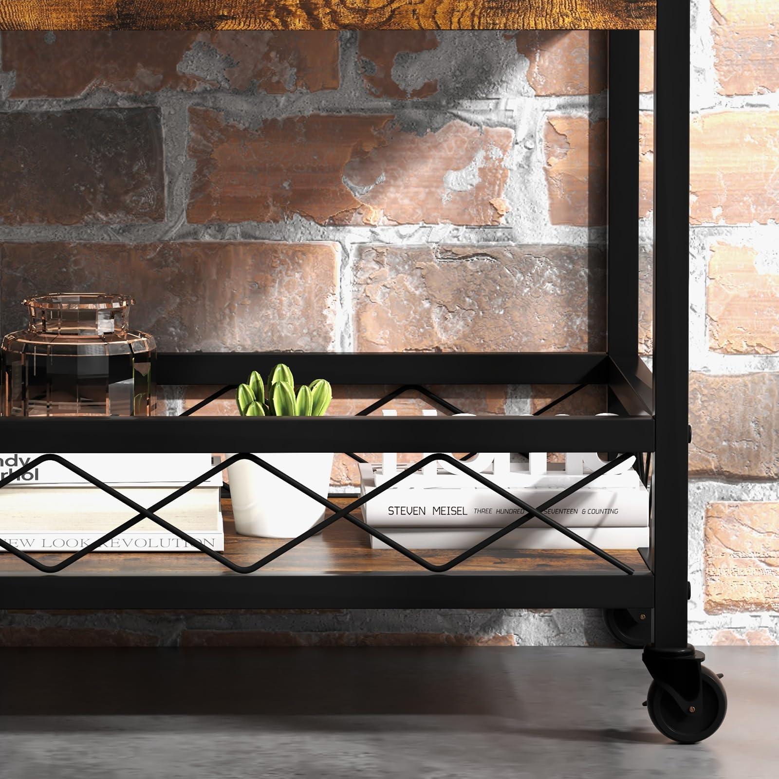 Carrello da portata vintage GARVEE con vassoio rimovibile per la cucina, carrello da cucina con ruote bloccabile per bancone da cucina, tavolino laterale in stile industriale