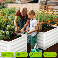 Aiuola rialzata Garvee, in metallo, 240 x 120 x 60 cm, fioriera da esterno per verdure, fiori ed erbe aromatiche, rettangolare, verniciata a polvere, antiruggine