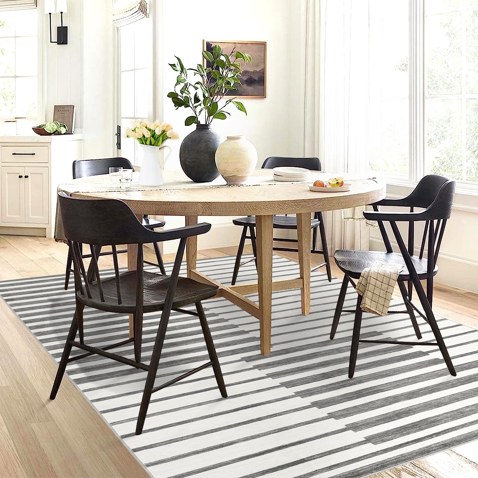 Tappeto Garvee 120 x 170 cm lavabile a pelo corto per soggiorno, camera da letto, sala da pranzo, moderno minimalista, morbido, antiscivolo, grigio