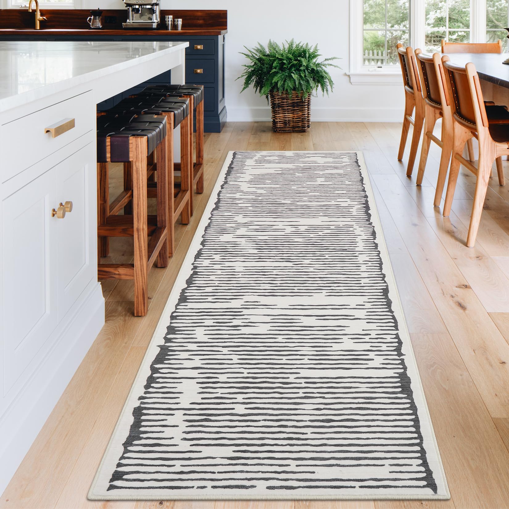 Tappeto lavabile Garvee 80 x 150 cm a pelo corto antiscivolo nero per soggiorno camera da letto cucina corridoio