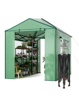 Garvee Serra Pop-Up 8x12 FT con Copertura PE Resistente, Telaio Acciaio Verniciato, Porte Cerniera, Finestre Rete, Giardinaggio Indoor/Outdoor, Verde - Green