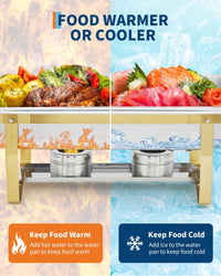 Garvee Chafing Dish Buffet Set da 6, 8QT, Acciaio Inox, Doppia Temperatura, Telaio Pieghevole, Oro, per Feste e Catering