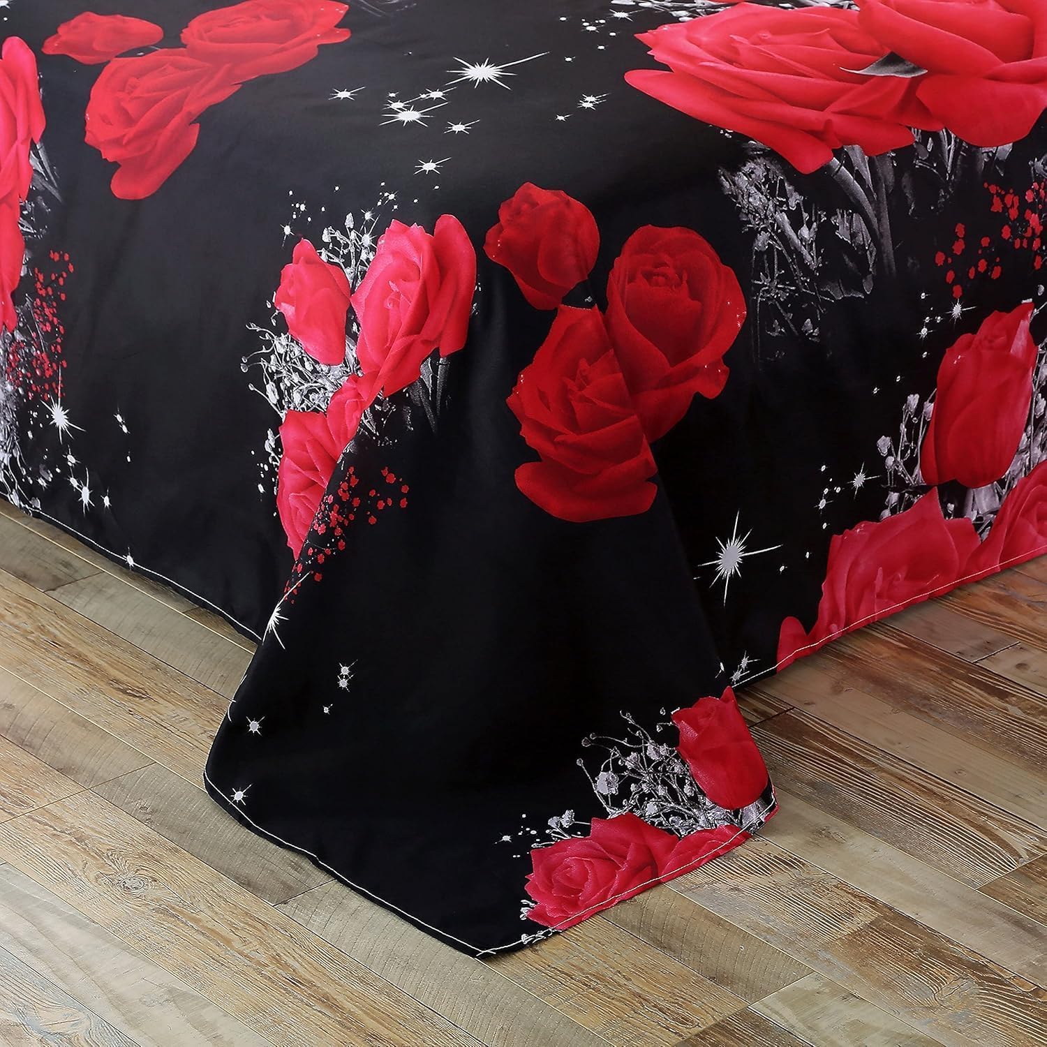 Garvee Set Biancheria Letto 4 Pezzi 3D Rosa Rossa Grande, Poliestere Morbido, Per Matrimonio E Letto Familiare