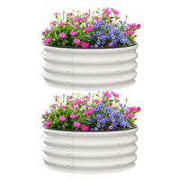Aiule rialzate Garvee, set da 2, 2x2x1 piede, zincate, antiruggine, fondo aperto, acciaio, bianche, per ortaggi e fiori