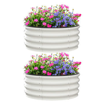 Aiule rialzate Garvee, set da 2, 2x2x1 piede, zincate, antiruggine, fondo aperto, acciaio, bianche, per ortaggi e fiori