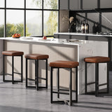Set 4 sgabelli da bar Garvee, 24.6" in similpelle, struttura in metallo, moderni, senza railale, isola cucina, sala da pranzo, nero