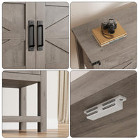 Tavolo consolle in legno Garvee Farmhouse con 2 ante per cucina e corridoio, 80x30x90 cm, grigio, robusto e multifunzionale