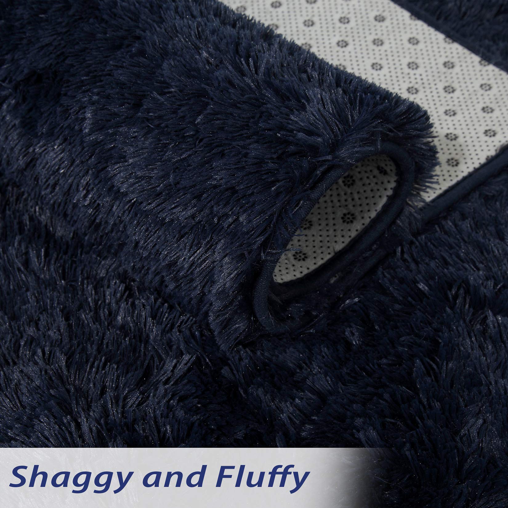 Tappeto Garvee Navy 8x10 piedi soffice velluto 4 cm pelo poliestere antiscivolo morbido per soggiorno e camera da letto
