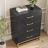Cassettiera Garvee nera a 4 cassetti con maniglie in metallo per camera da letto, ufficio, soggiorno, 23.9"x15.8"x36.2", design moderno in legno