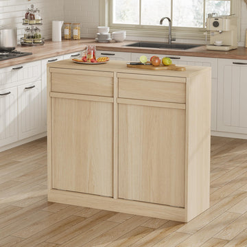 Pattumiera Garvee Modern da 37.85 L, a prova di animali domestici, in legno, autoportante per cucina e soggiorno, salvaspazio, sistema di inclinazione