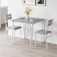 Tavolo da pranzo Garvee per 2 persone con sedie imbottite, MDF e metallo, salvaspazio, stabile, ideale per stanze piccole, quadrato