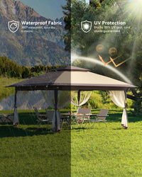 Gazebo pop-up Garvee 12x12 con zanzariera, resistente ai raggi UV, regolabile in 3 altezze, struttura in acciaio, 6 pannelli laterali, tasche per sabbia per giardino e campeggio, bianco