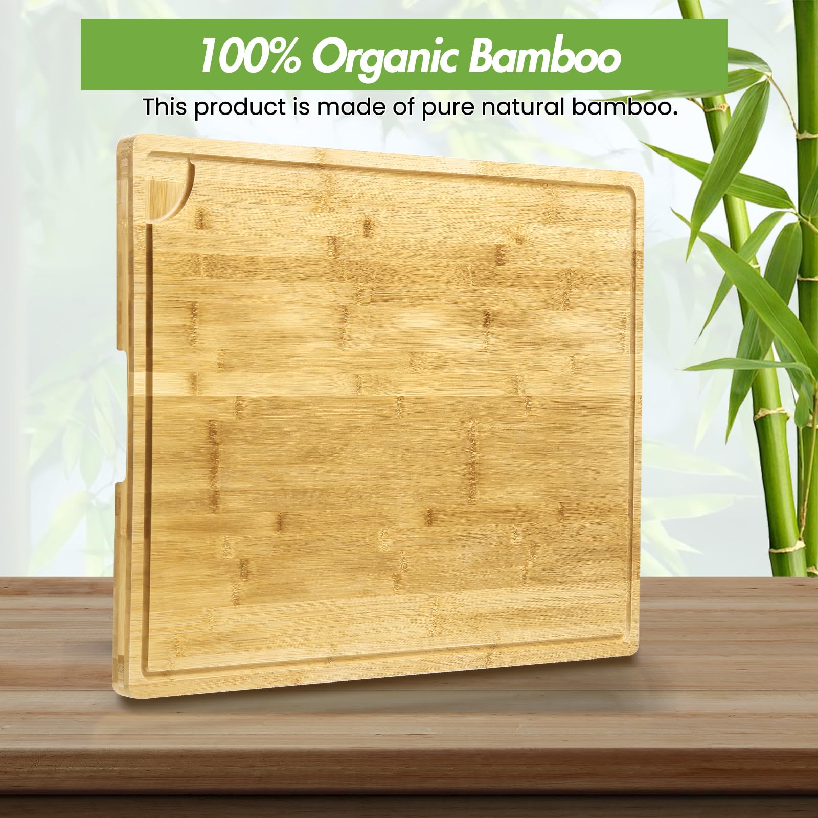 Tagliere in bambù Garvee 30x20 pollici con scanalatura per il succo e maniglia per cucine domestiche e professionali in legno naturale robusto versatile
