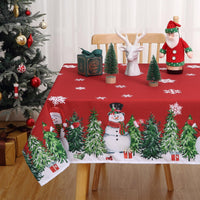 Tovaglia natalizia Garvee con motivo pupazzo di neve, impermeabile, antipiega, poliestere rosso, 54x108 pollici, decorazione per sala da pranzo