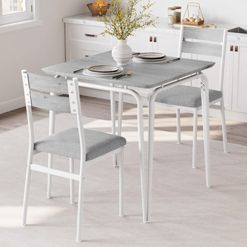 Tavolo da pranzo Garvee per 2 persone con sedie imbottite, MDF e metallo, salvaspazio, stabile, ideale per stanze piccole, quadrato