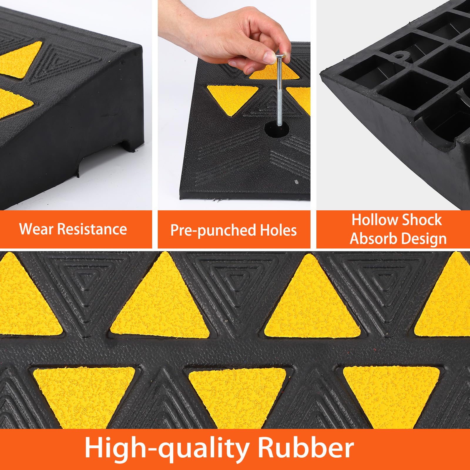 Rampa in gomma per impieghi gravosi Garvee, capacità di carico di 15 tonnellate, con protezione per cavi, per garage e area di carico, altezza 4,1", antiscivolo, resistente ai raggi UV