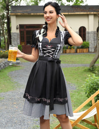 Garvee Dirndl Midi, abito tradizionale da donna per l'Oktoberfest, in cotone, elegante, taglia 38, multicolore