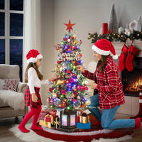 Albero di Natale Artificiale Garvee 4 Piedi con 150 LED Bianco Caldo/Multicolore, 8 Modalità, Fibra Ottica e Base Trasparente