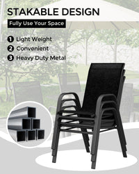 Set di 4 sedie da giardino Garvee, impilabili, leggere, in materiale Teslin traspirante, resistenti alle intemperie, nere, per giardino e piscina, 24,2"P*23,6"W*37,8"H