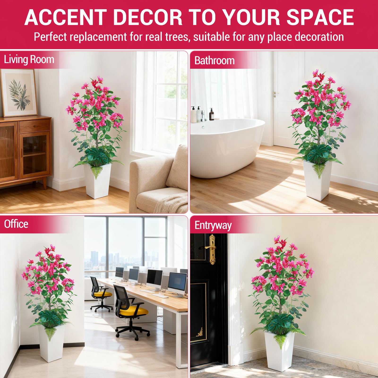 Albero artificiale da interno Garvee da 4 piedi, senza manutenzione, materiale di alta qualità, per casa e ufficio, design realistico, verde