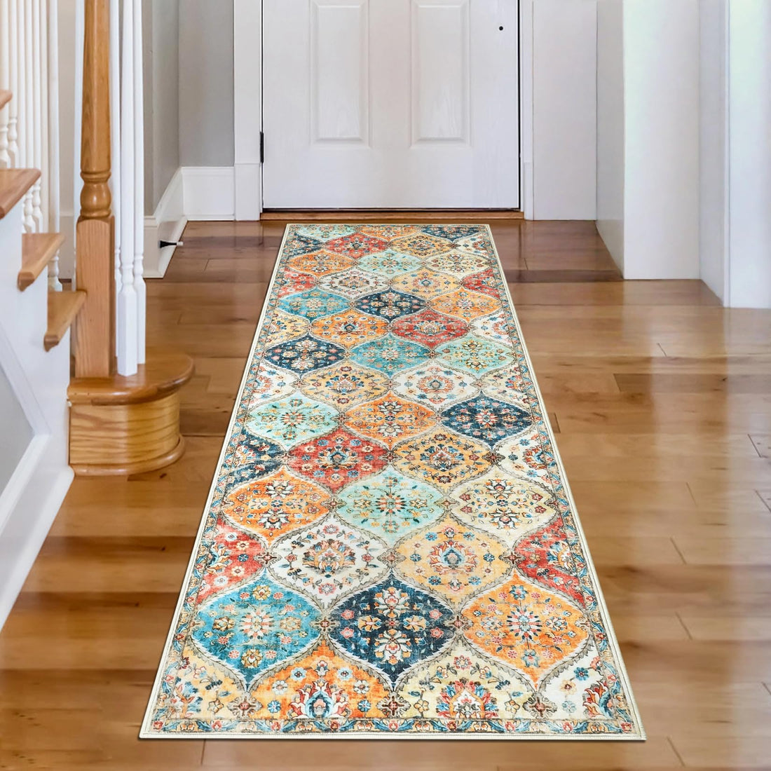 Tappeto da corridoio Garvee 60 x 230 cm, lavabile, vintage, floreale, per camera da letto e cucina, antiscivolo